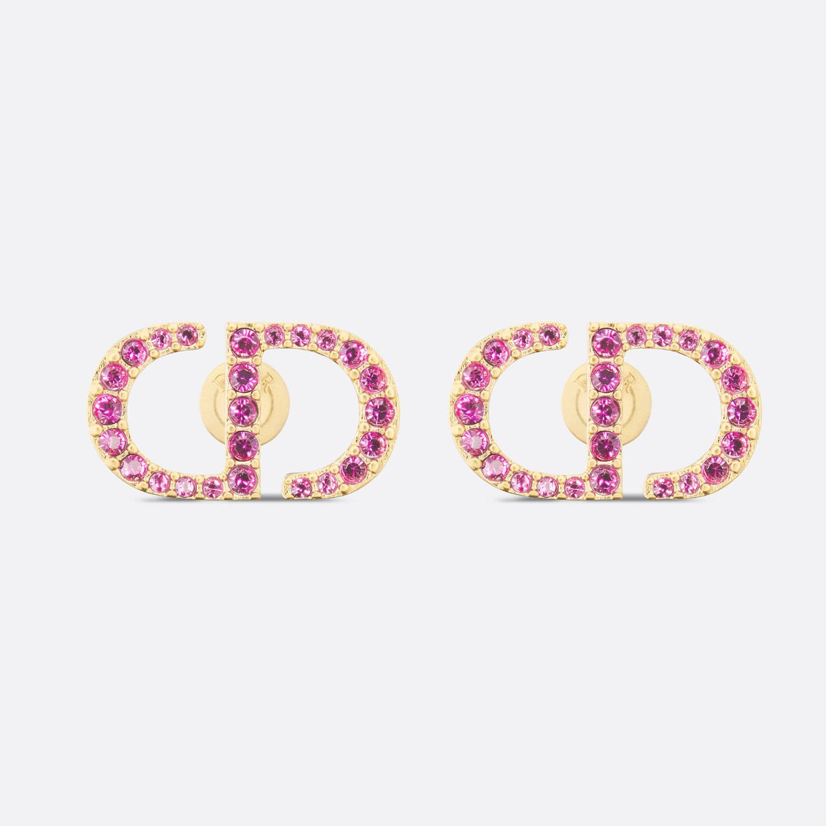 18K Petit Dior Stud Fuchsia Crystals Earrings