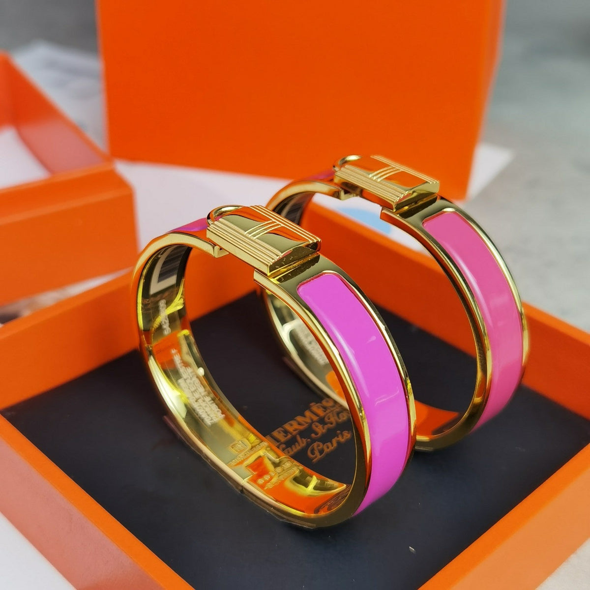 18K Clic Cadenas Pink Hermes Bracelet