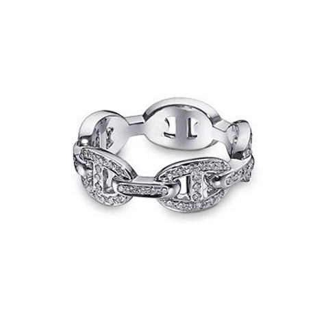 18K Chaine D'Ancre Enchainee Diamond Hermes Ring