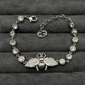 Double Gucci Interlocking Gucci Bee Crystals Bracelet