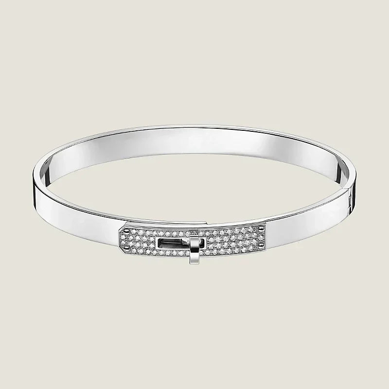 18K Kelly Small Model Diamond Hermes Bracelet