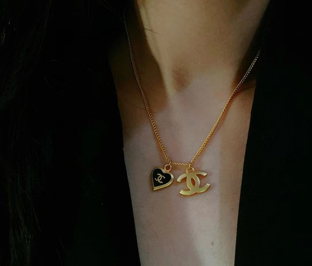 18K  Chanel Black Heart Necklace