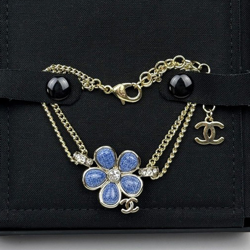 18K  Chanel 26C Blue Flower Diamond Bracelet