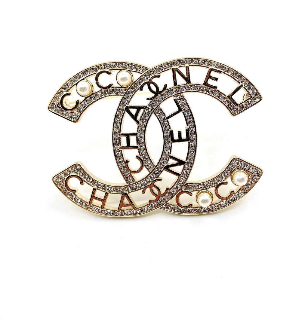 18K  Chanel Script Diamonds Brooch