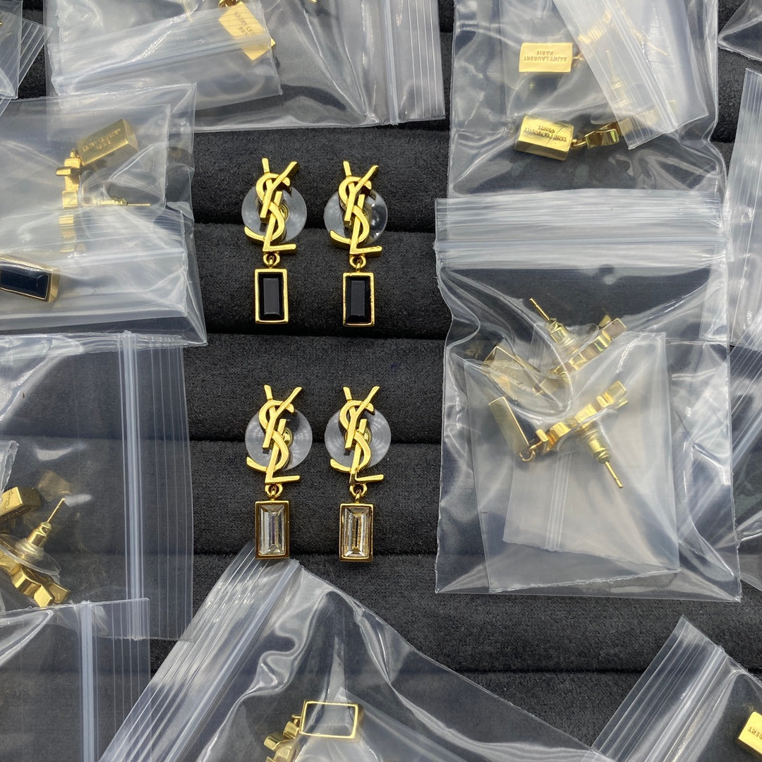 18K YSL Monogram Earrings