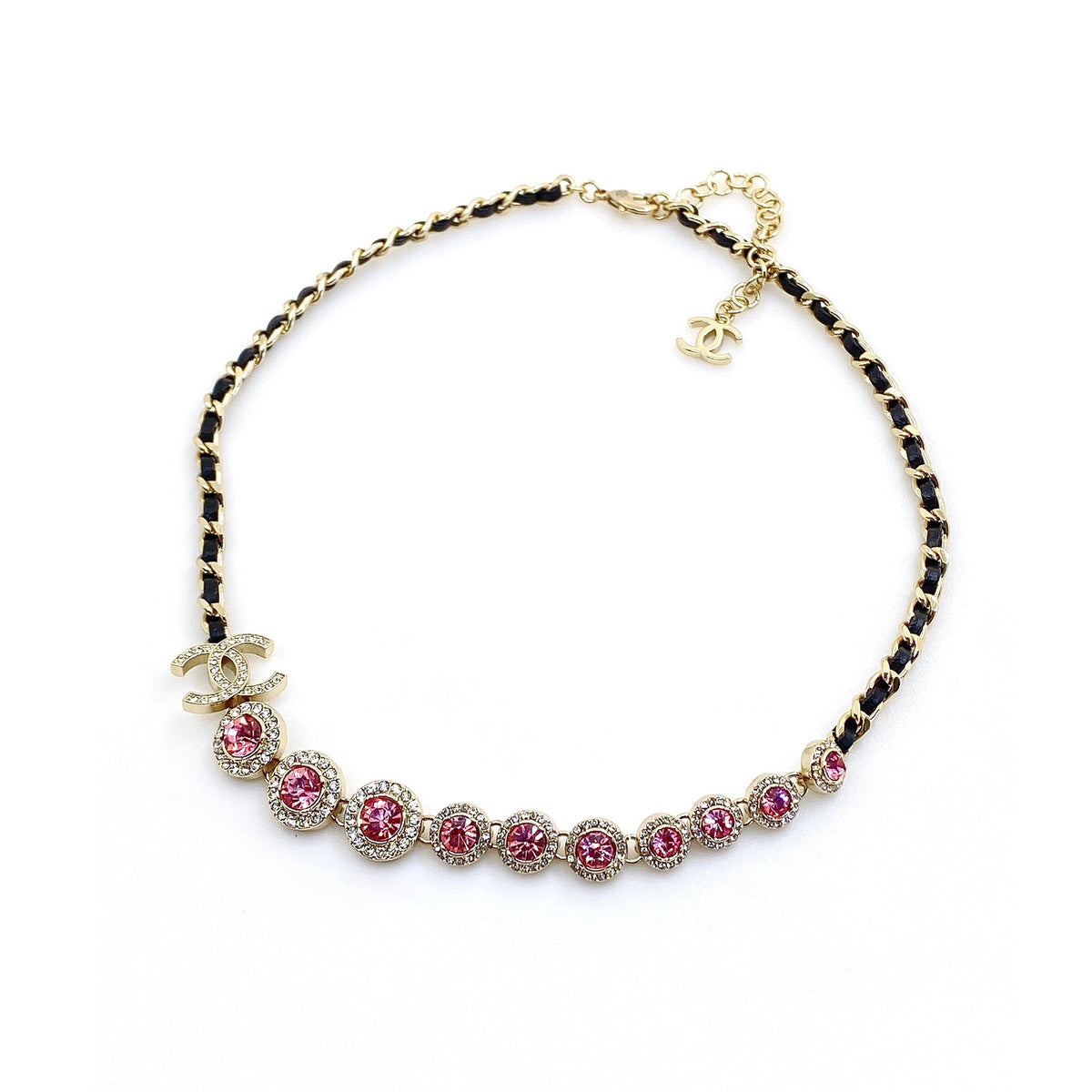 18K  Chanel Leather Choker Necklace