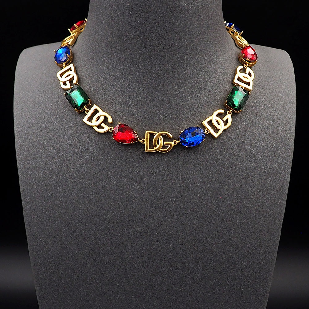 18K DG Crystals Choker Necklace