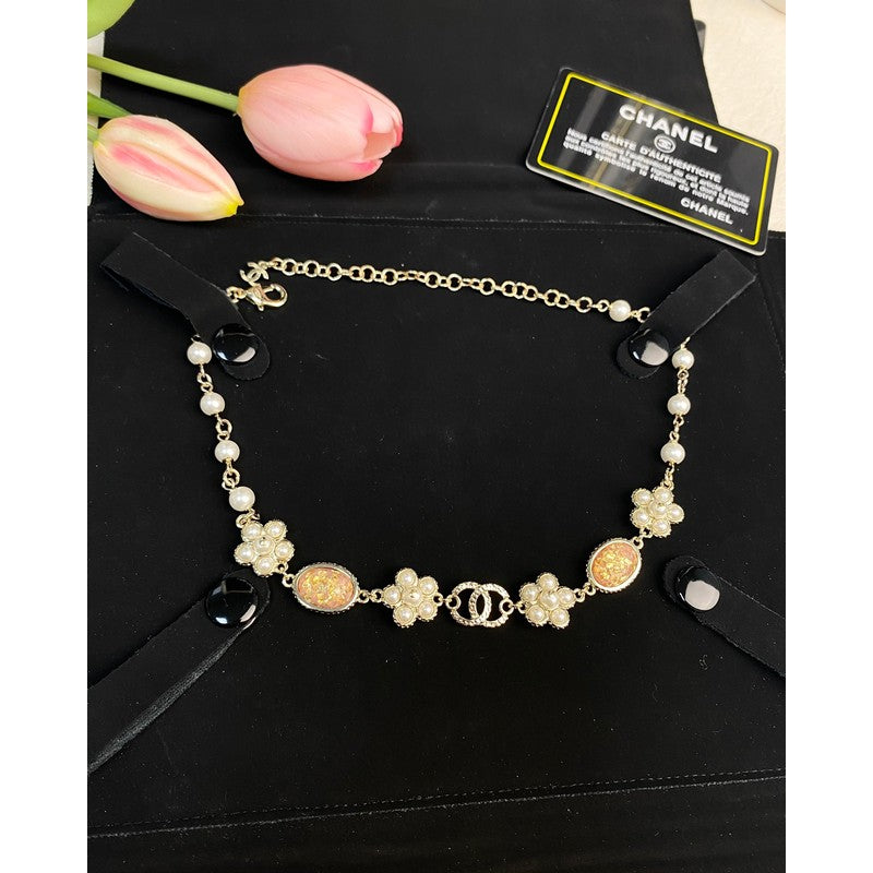 18K  Chanel Black & Orange Crystal Choker Necklace