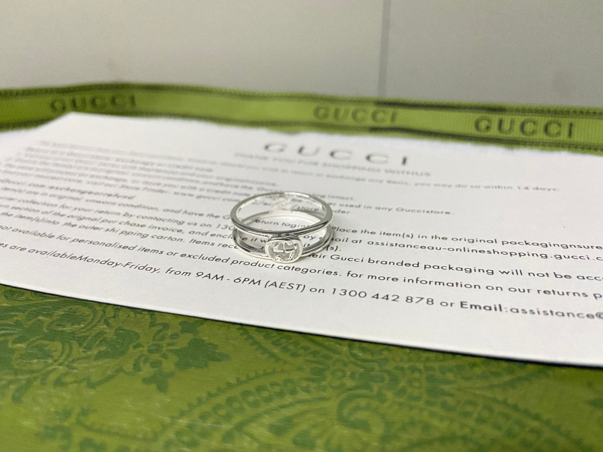 Double Gucci Interlocking Gucci Thin Open Ring