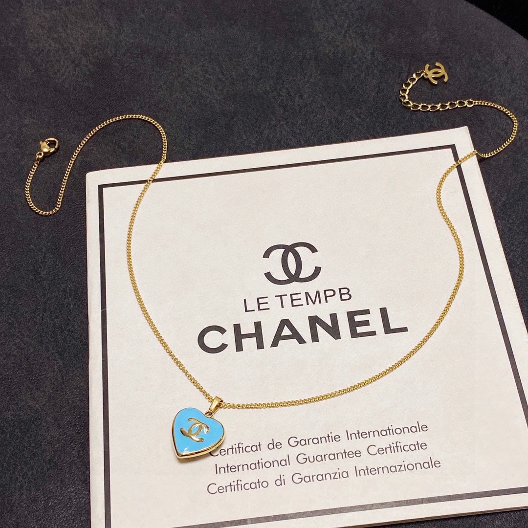 18K  Chanel Blue Heart Necklace