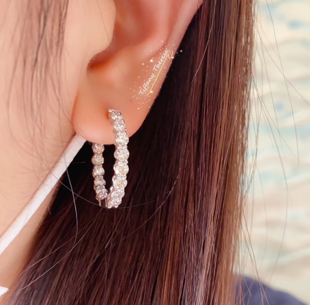 18K Tiffany Hoop Diamonds Earrings
