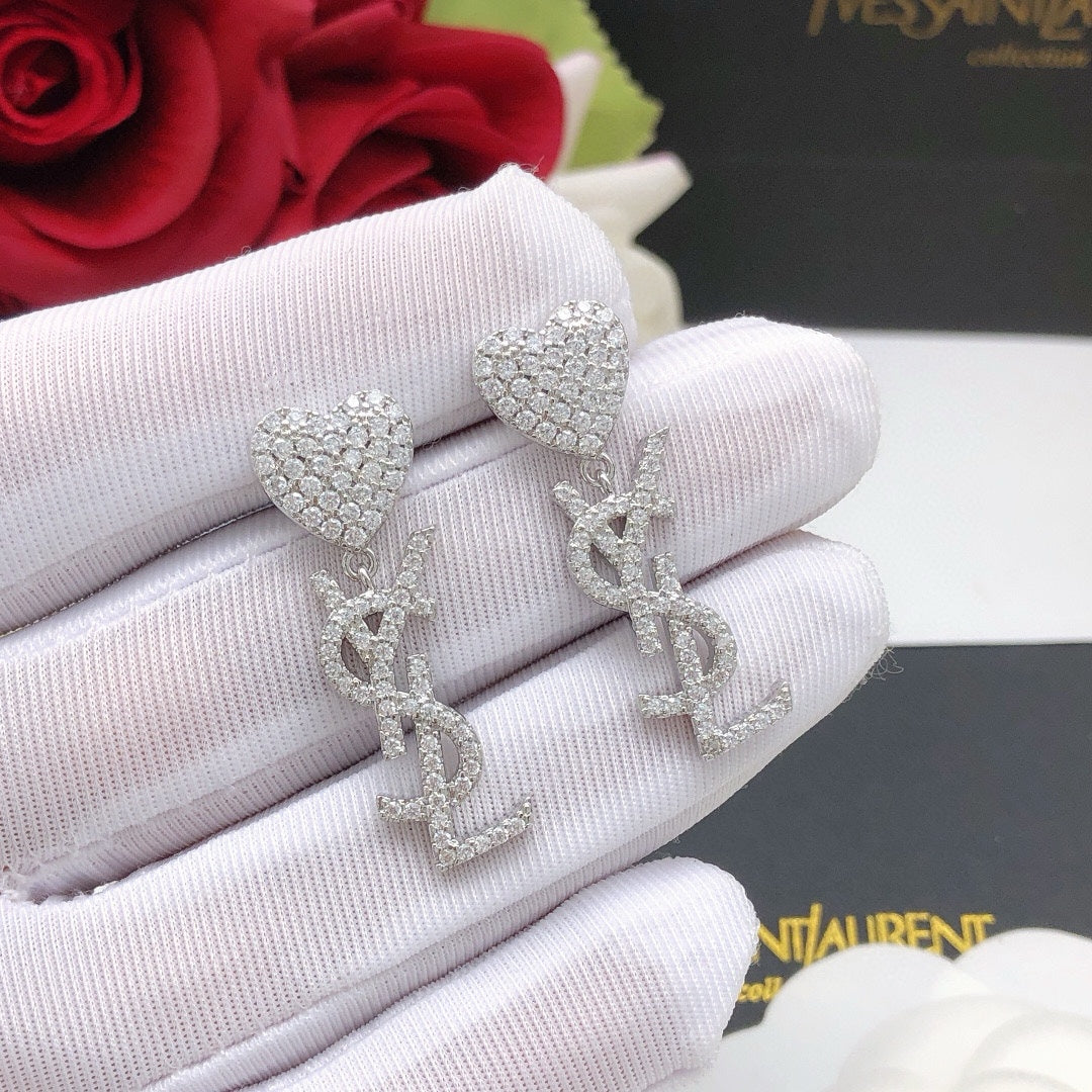 18K YSL Heart Diamonds Earrings