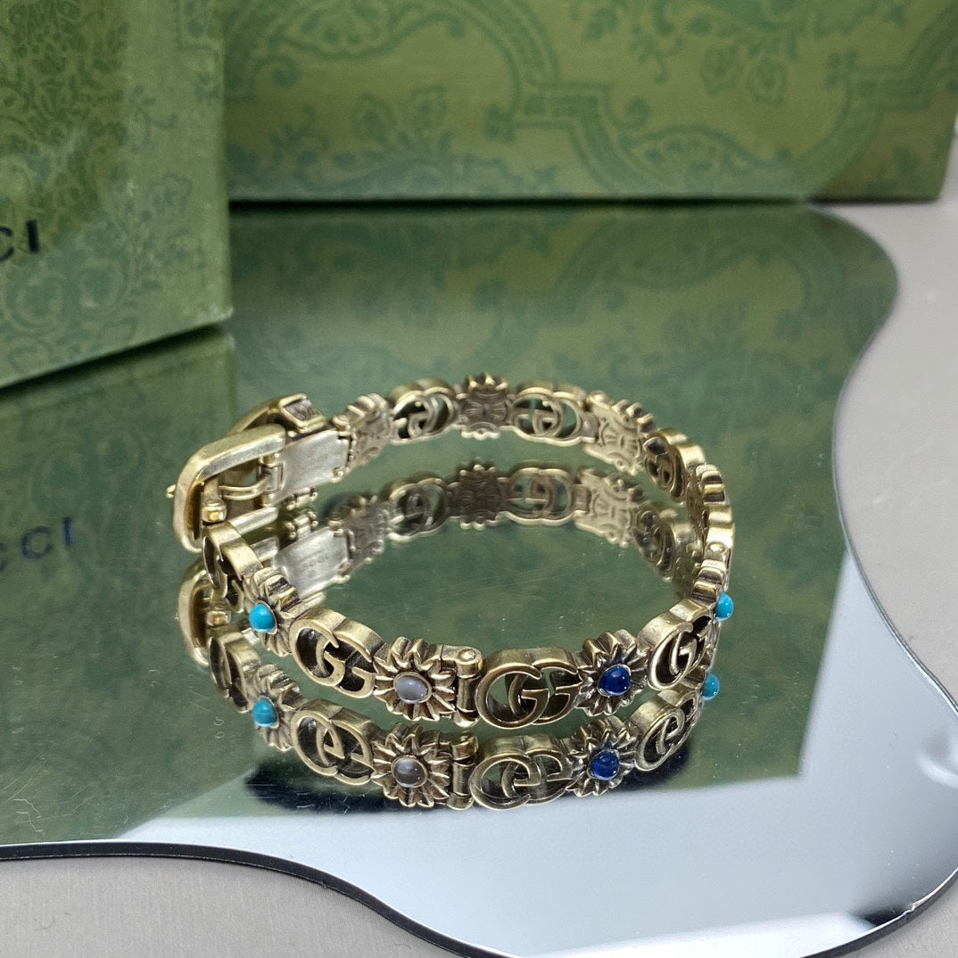 18K Double Gucci Flowers Bracelet