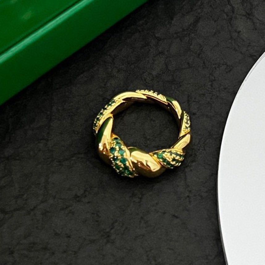 18K BVLGARI Green Crystals Ring