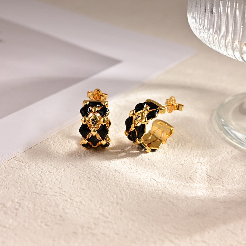 18K Louis Vuitton Leather Earrings