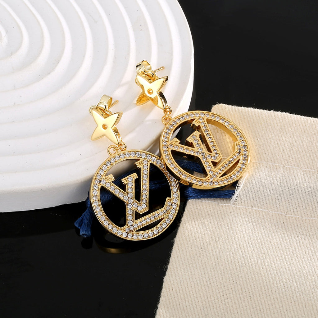 18K Louis Vuitton Star Pendant Earrings