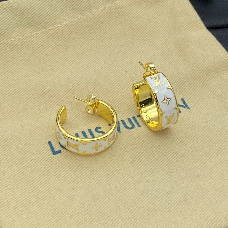 18K Louis Vuitton Nanogram Enamel Earrings