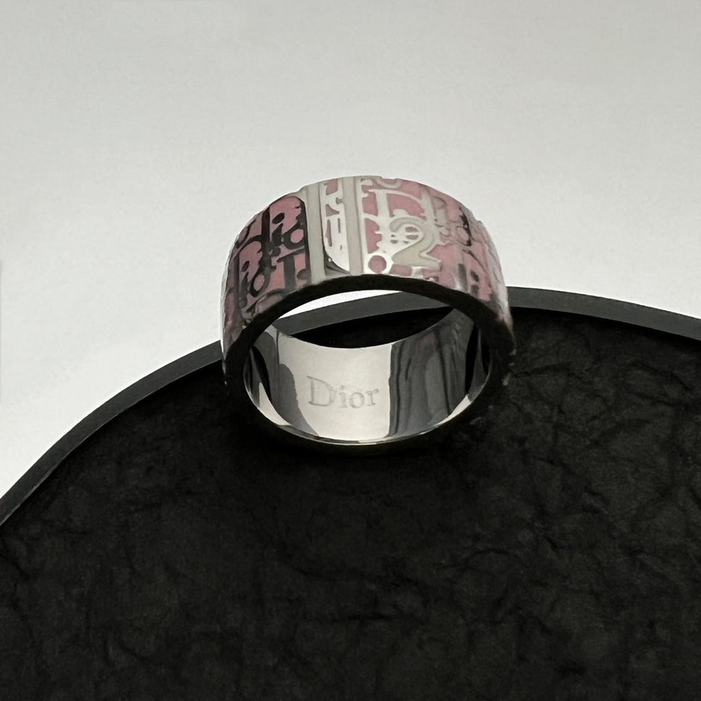 18K Dior Monogram Enamel Ring