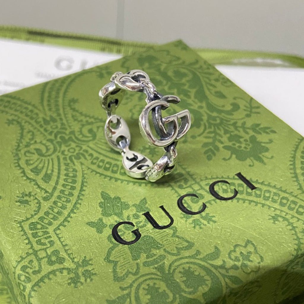 Double Gucci Interlocking Gucci Chain Ring