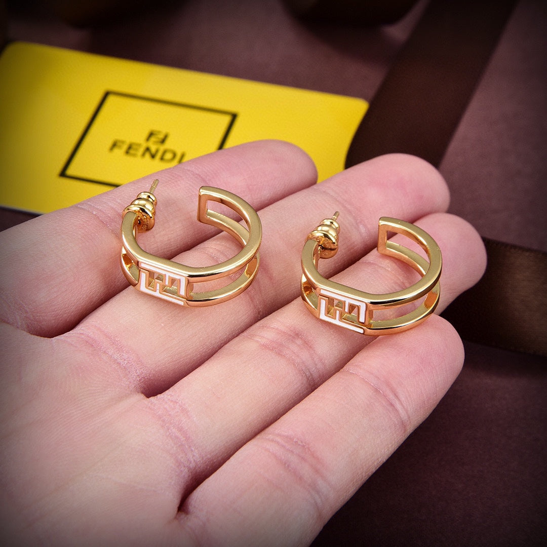 18K Fendi Forever Oval Earrings
