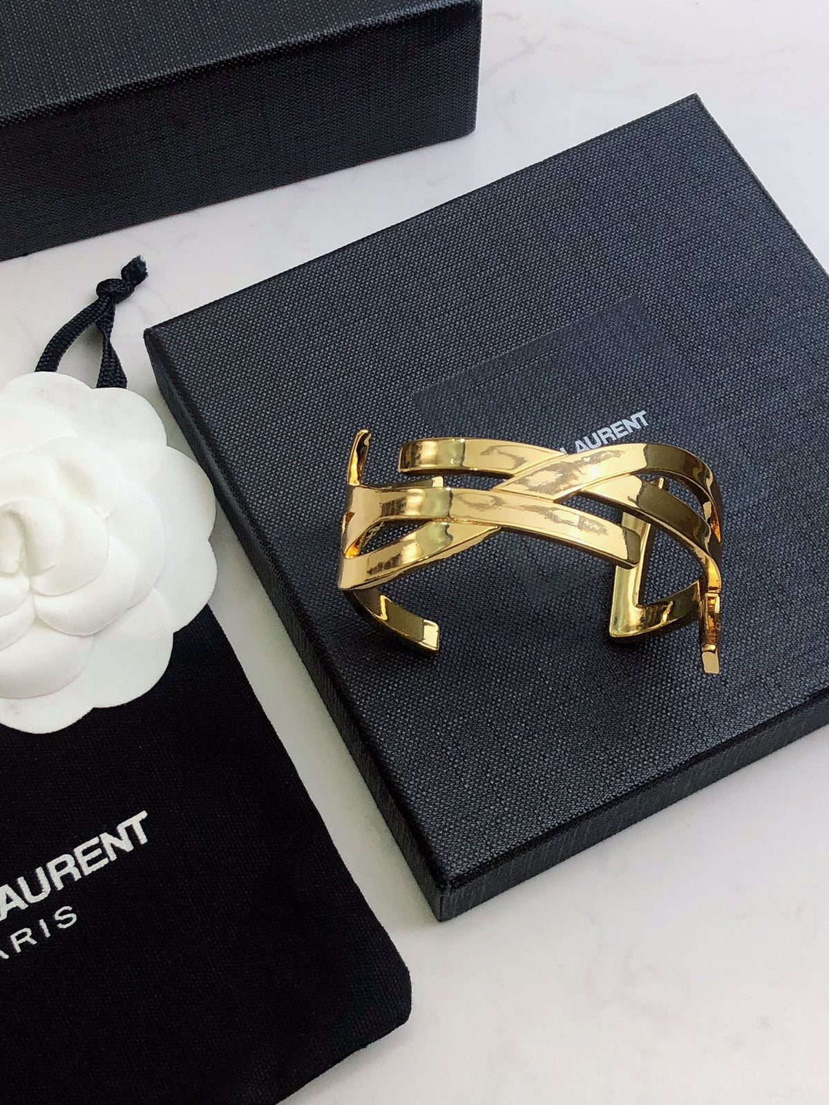 18K YSL Monogram Cuff Bracelet