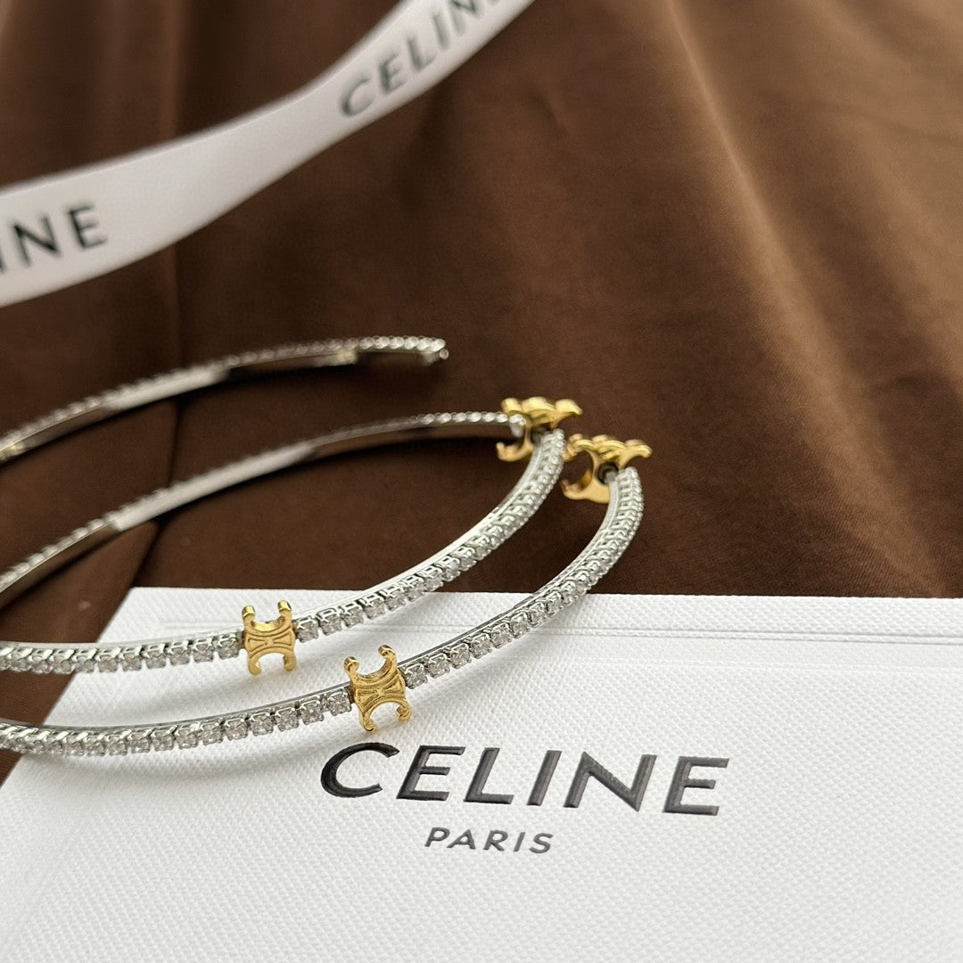 18K Celine Gourmette Crystals Earring