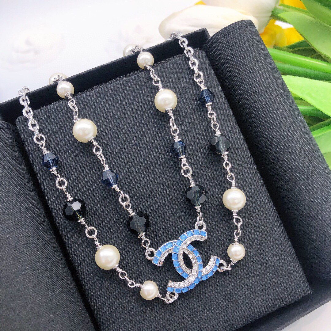 18K  Chanel Blue Resin Necklace