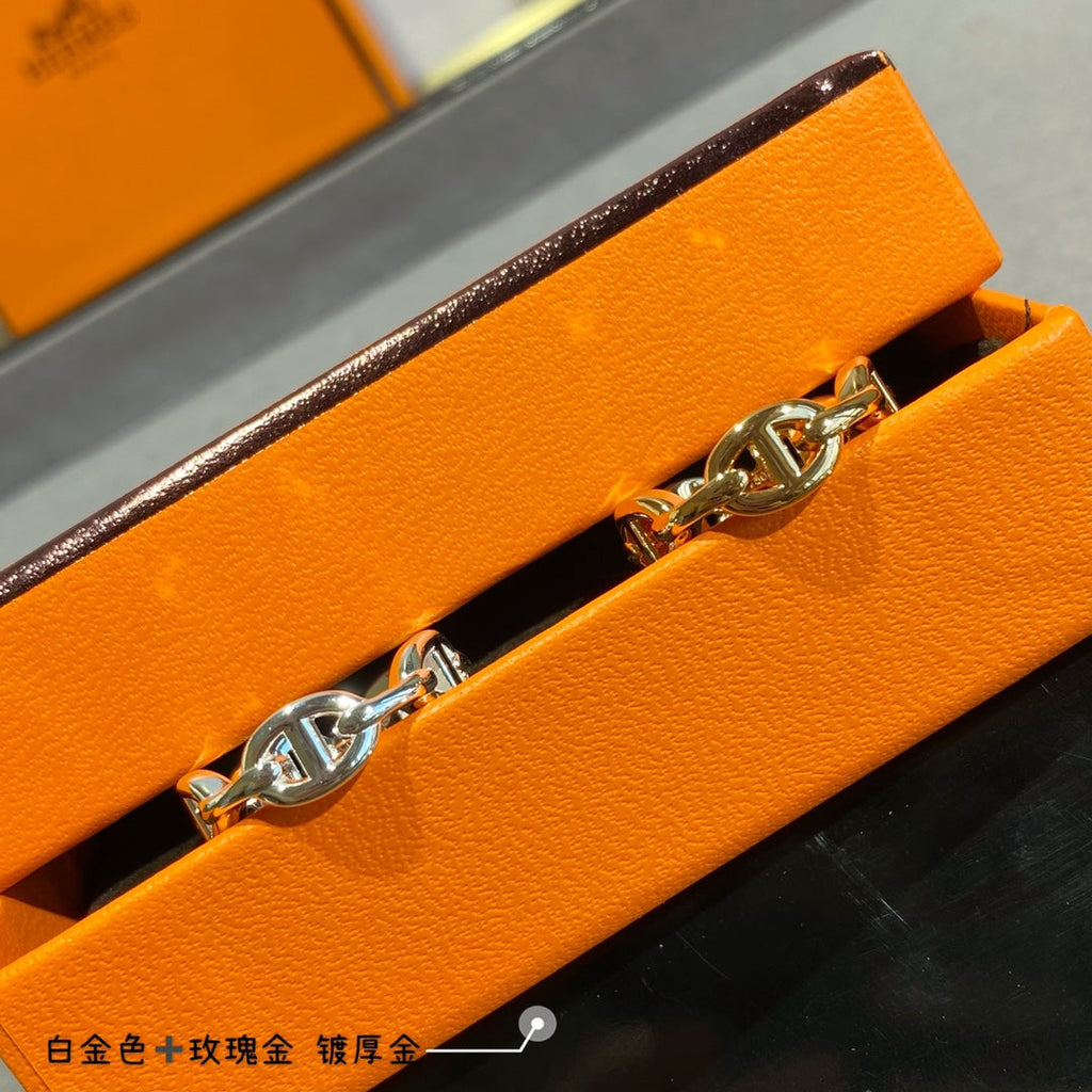 18K Chaine D'Ancre Enchainee Hermes Ring