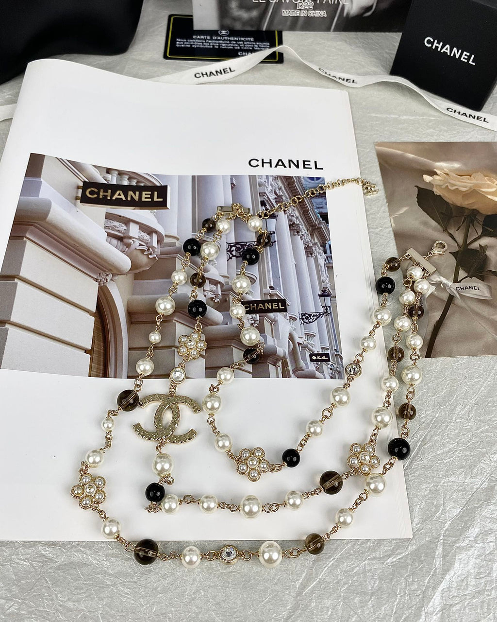 18K  Chanel 24B Long Pearls Necklace