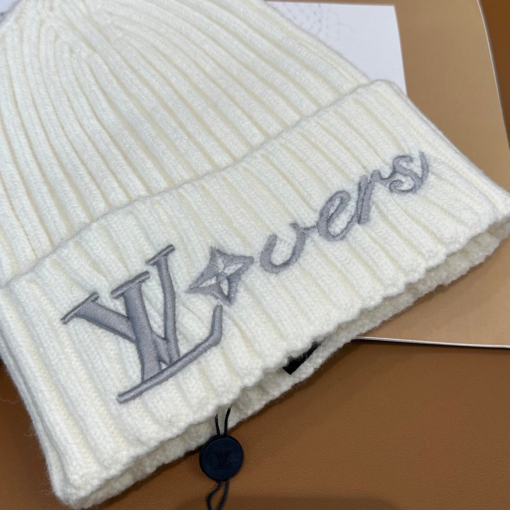 l/v Knit Beanie in White
