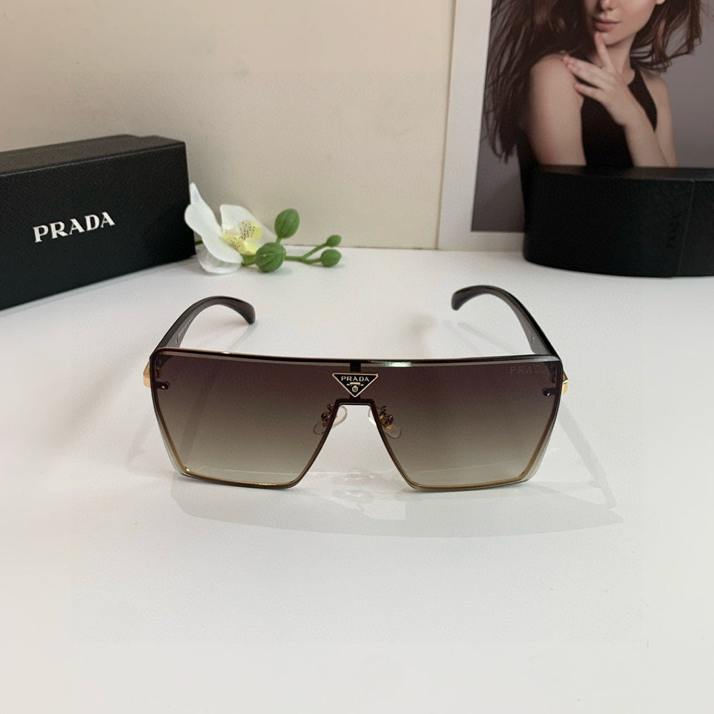 Gradient Shield Sunglasses – Brown & Gold Edition